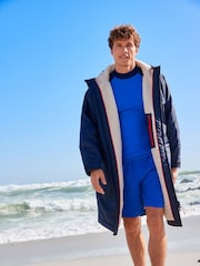 Navy Blue Active Swim Changing Robe Lightweight Jacket - Image 2 of 10