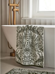 Clarke & Clarke Green Leopardo 100% Cotton Velour Towel - Image 1 of 3
