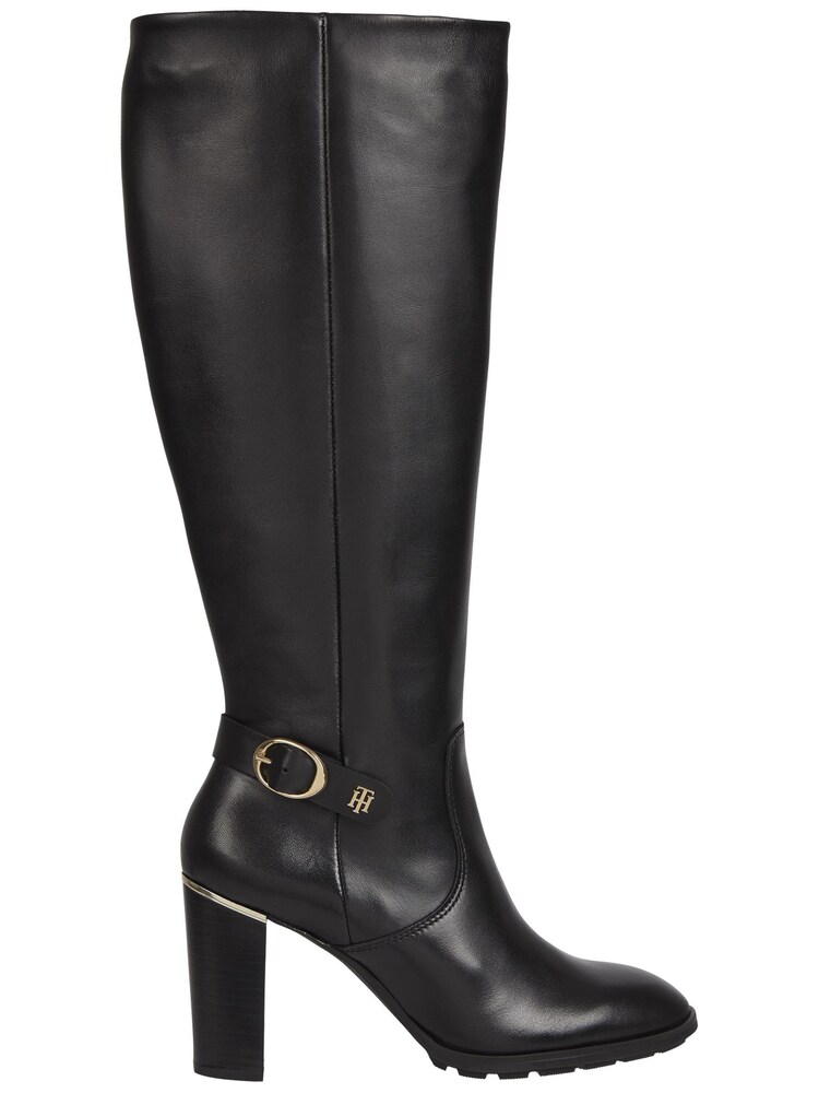 Tommy Hilfiger Black Belt High Heeled Long Boots - Image 1 of 2