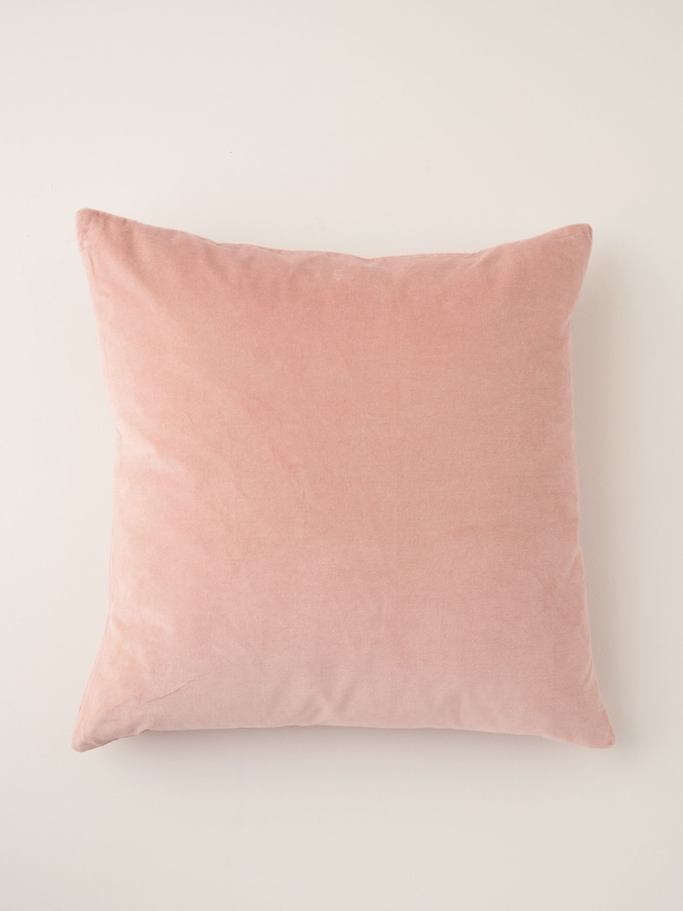 Truly Blush Pink Velvet Square Cushion - Image 1 of 5