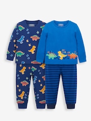 JoJo Maman Bébé Navy Blue 2-Pack Cotton Pyjamas - Image 1 of 6