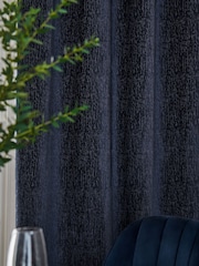 Blue Navy Heavyweight Chenille Eyelet Super Thermal Curtains - Image 6 of 6