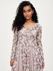 Lilac Purple Ditsy Ruffle Detail Dress - Image 1 of 7