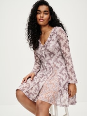Lilac Purple Ditsy Ruffle Detail Dress - Image 4 of 7
