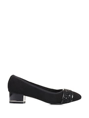 Pavers Block Heeled Black Court Shoes - Image 1 of 1