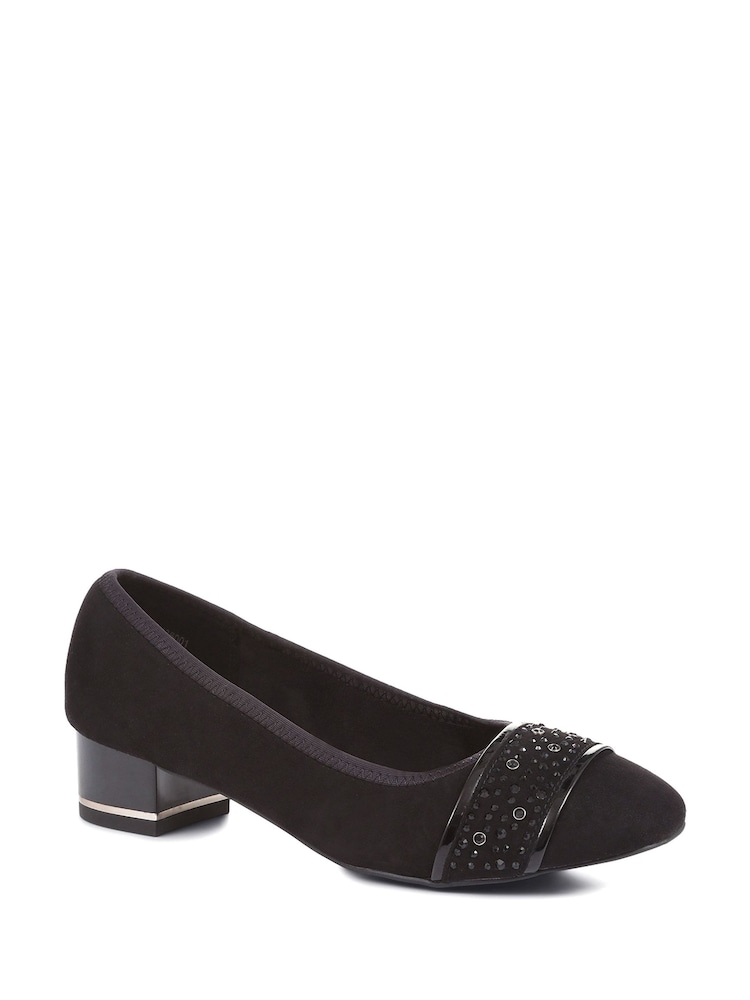 Pavers Block Heeled Black Court Shoes - Image 2 of 5