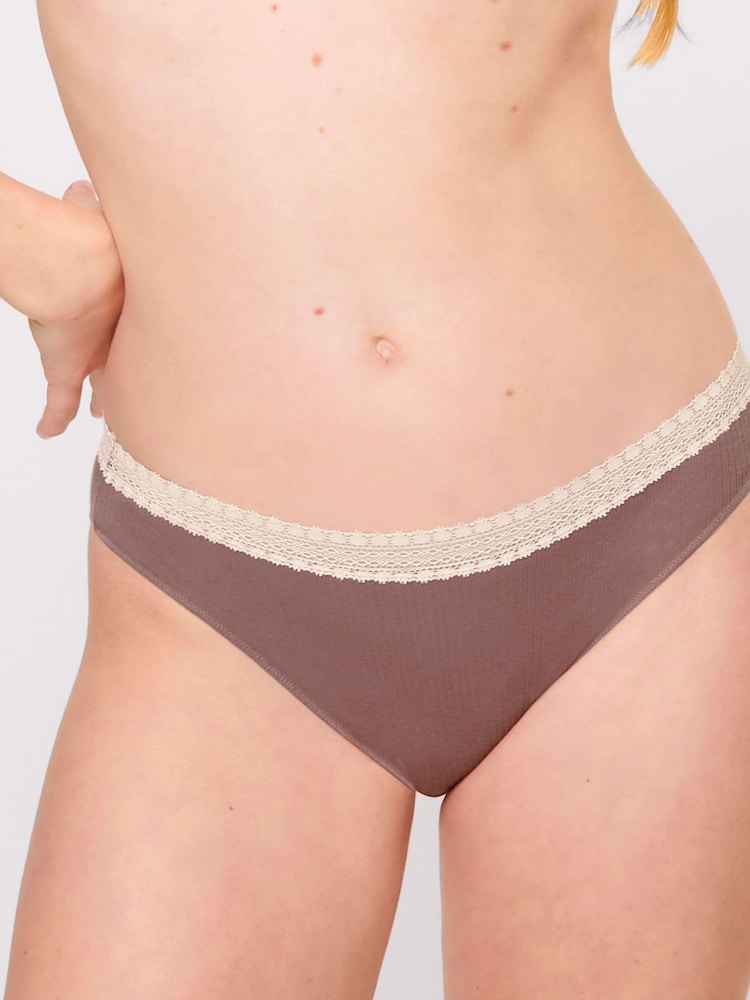 Sloggi Ribbed Tai Brown Briefs 2 Pack - Image 2 of 6