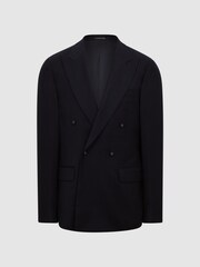 Reiss Navy Belford Double Breasted Wool Blend Slim Fit Blazer - Image 2 of 11