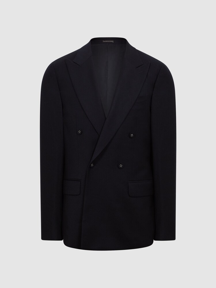 Reiss Navy Belford Double Breasted Wool Blend Slim Fit Blazer - Image 2 of 11