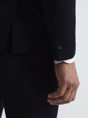 Reiss Navy Belford Double Breasted Wool Blend Slim Fit Blazer - Image 6 of 11