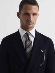 Reiss Navy Belford Double Breasted Wool Blend Slim Fit Blazer - Image 7 of 11