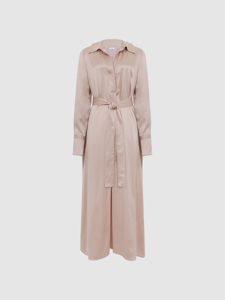 Reiss Nude Nico Silk Shirt Dress - Image 2 of 7