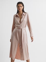 Reiss Nude Nico Silk Shirt Dress - Image 3 of 7