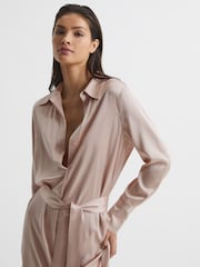 Reiss Nude Nico Silk Shirt Dress - Image 4 of 7
