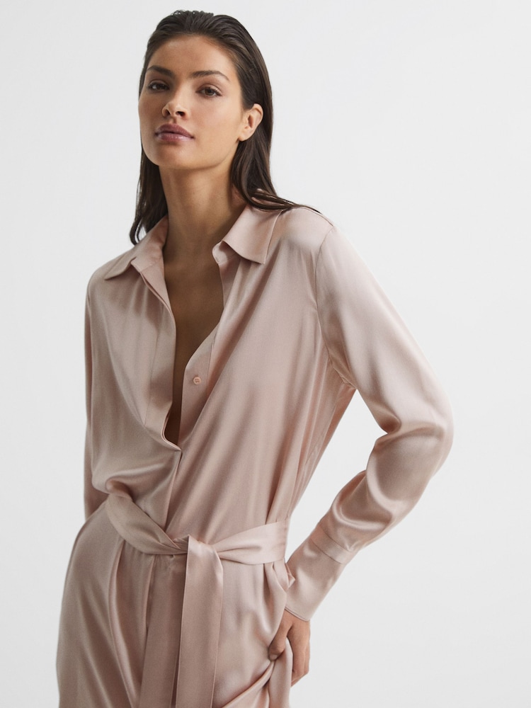 Reiss Nude Nico Silk Shirt Dress - Image 4 of 7