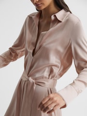 Reiss Nude Nico Silk Shirt Dress - Image 6 of 7