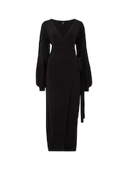 Vestido a media pierna con diseño cruzado de punto Elle de Pour Moi - Imagen 4 de 5