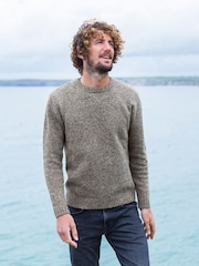 Celtic & Co. Mens Grey Donegal Crew Neck Jumper - Image 1 of 4
