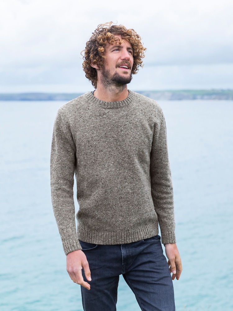Celtic & Co. Mens Grey Donegal Crew Neck Jumper - Image 1 of 4