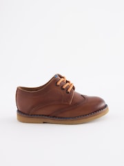 Tan Brown Leather Derby Lace-Up Shoes - Image 2 of 6