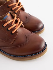 Tan Brown Leather Derby Lace-Up Shoes - Image 5 of 6