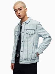 AllSaints Blue Dixon Trucker Jacket - Image 1 of 8