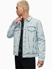 AllSaints Blue Dixon Trucker Jacket - Image 5 of 8