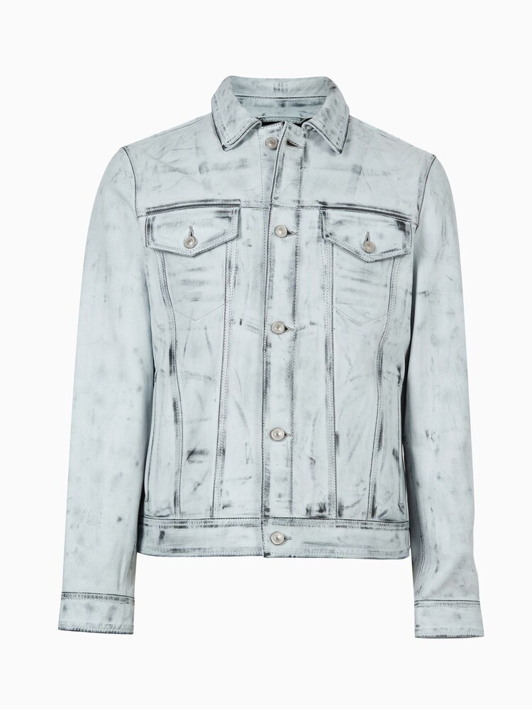 AllSaints Blue Dixon Trucker Jacket - Image 8 of 8