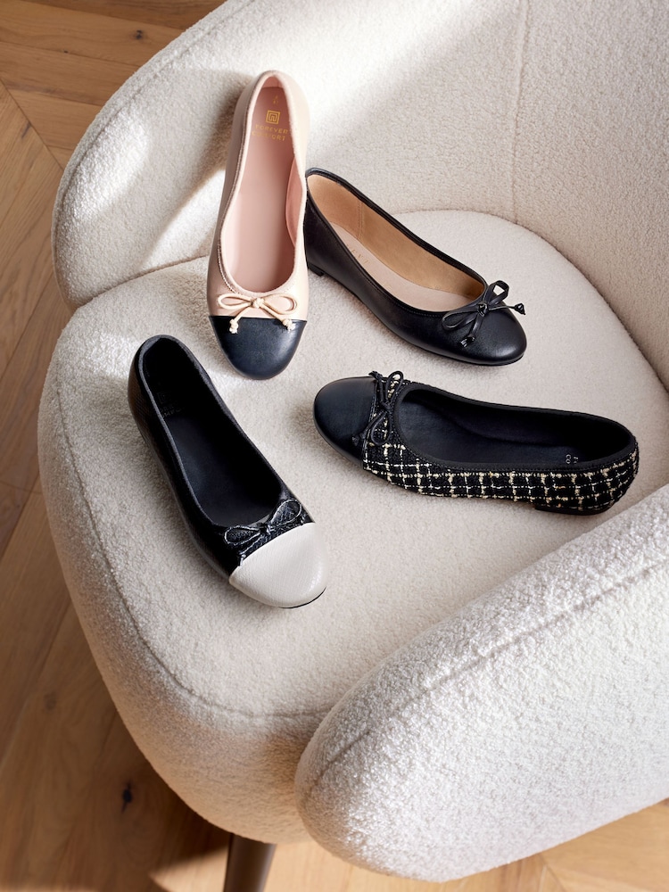 Blush Nude/Black Standard/Wide Fit Ballerinas Shoes - Image 7 of 7 Blush Nude/Black Standard/Wide Fit Ballerinas Shoes - Image 7 of 7