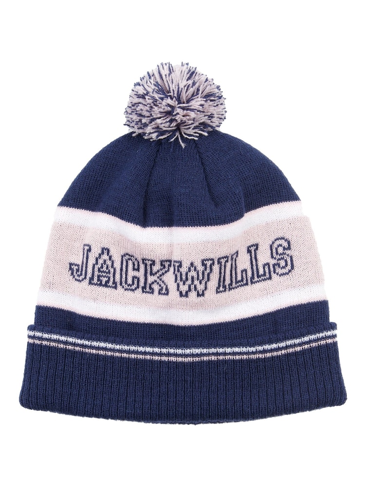 Jack Wills Navy Blue 100% Cotton Varsity Wills Beanie - Image 1 of 3