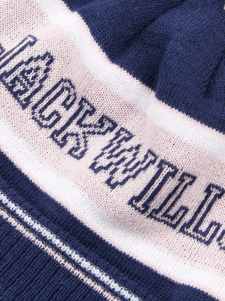 Jack Wills Navy Blue 100% Cotton Varsity Wills Beanie - Image 3 of 3