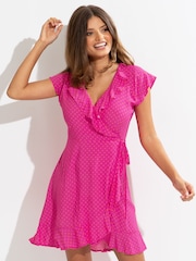 Pour Moi Pink Polka Dot Woven EcoVero Dress - Image 2 of 5