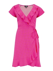 Pour Moi Pink Polka Dot Woven EcoVero Dress - Image 4 of 5