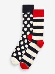 Happy Socks Natural Classic Big Dot Socks 2 Pack - Image 1 of 4