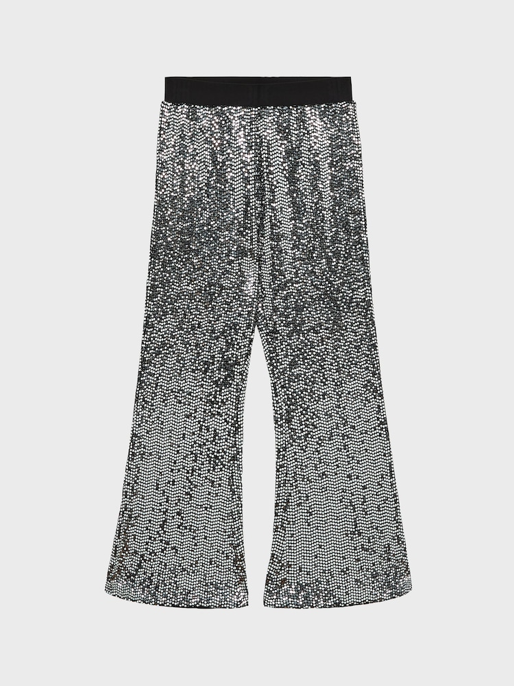 Reiss Silver Valeria Senior Sequin Flare Occasion Trousers - Image 2 of 7
