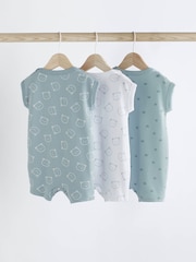 Blue/White Bear Baby Jersey 100% Cotton Rompers 3 Pack - Image 2 of 7
