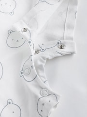 Blue/White Bear Baby Jersey 100% Cotton Rompers 3 Pack - Image 6 of 7