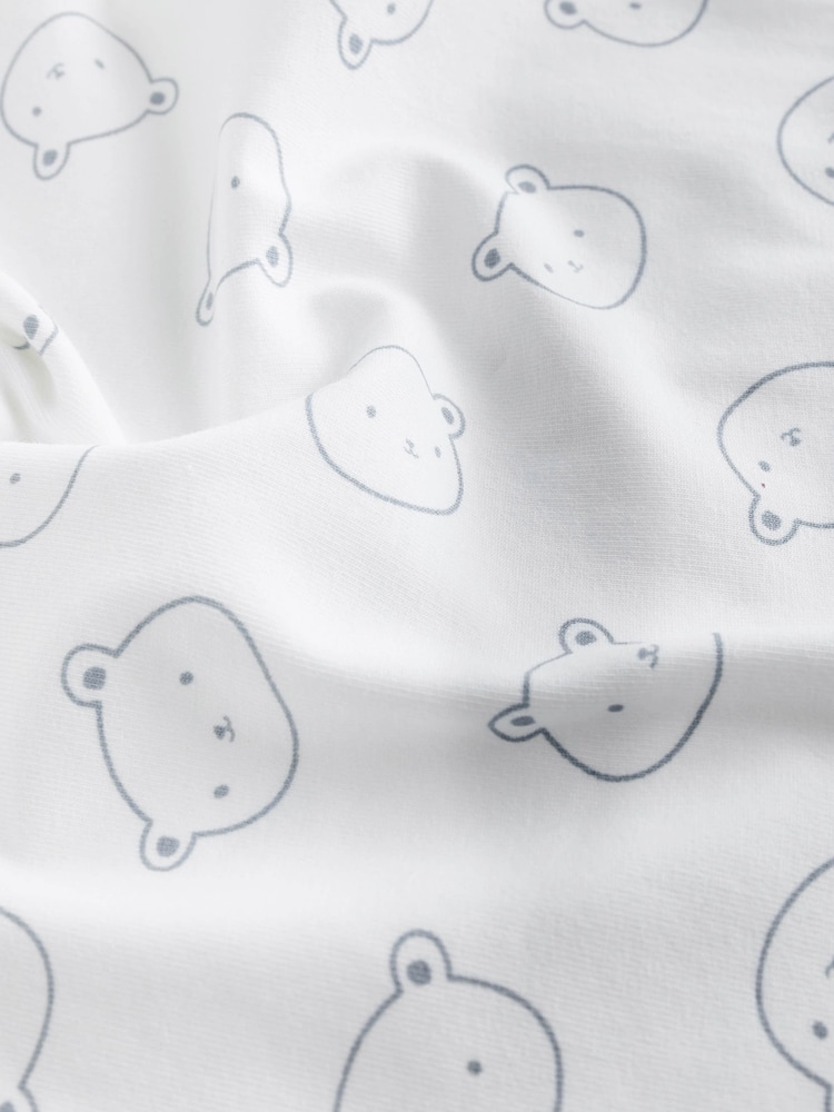 Blue/White Bear Baby Jersey 100% Cotton Rompers 3 Pack - Image 7 of 7