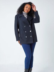 Roman Blue Petite Double Breasted Smart Coat - Image 2 of 5