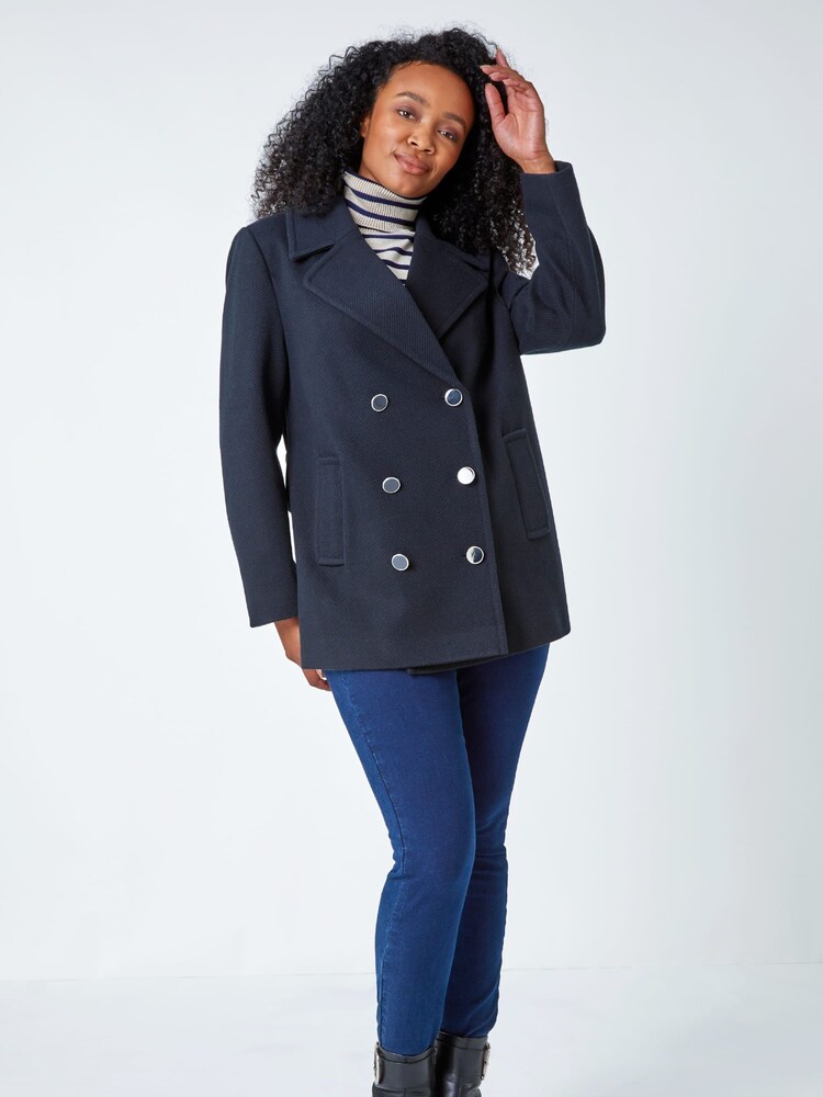 Roman Blue Petite Double Breasted Smart Coat - Image 2 of 5