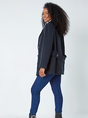 Roman Blue Petite Double Breasted Smart Coat - Image 3 of 5