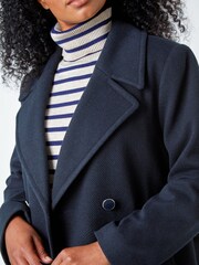 Roman Blue Petite Double Breasted Smart Coat - Image 4 of 5