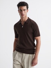 قميص بولو بنص سحاب صوف ميرينو من Reiss - صورة 1 من 6
