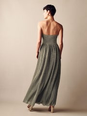 Silver Metallic Corset Detail Strapless Midi Dress - Image 2 of 4