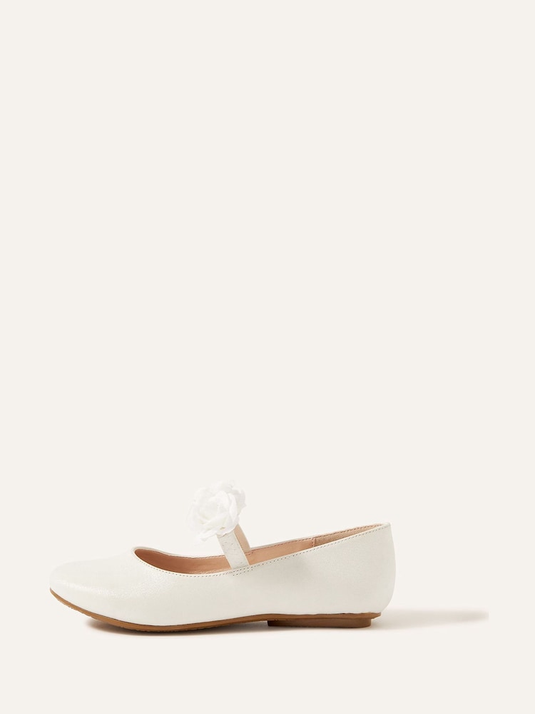 Monsoon Ivory Natural Shimmer Corsage Ballerina Flats - Image 1 of 3