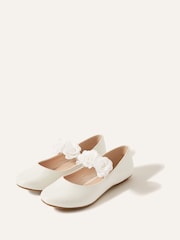 Monsoon Ivory Natural Shimmer Corsage Ballerina Flats - Image 2 of 3
