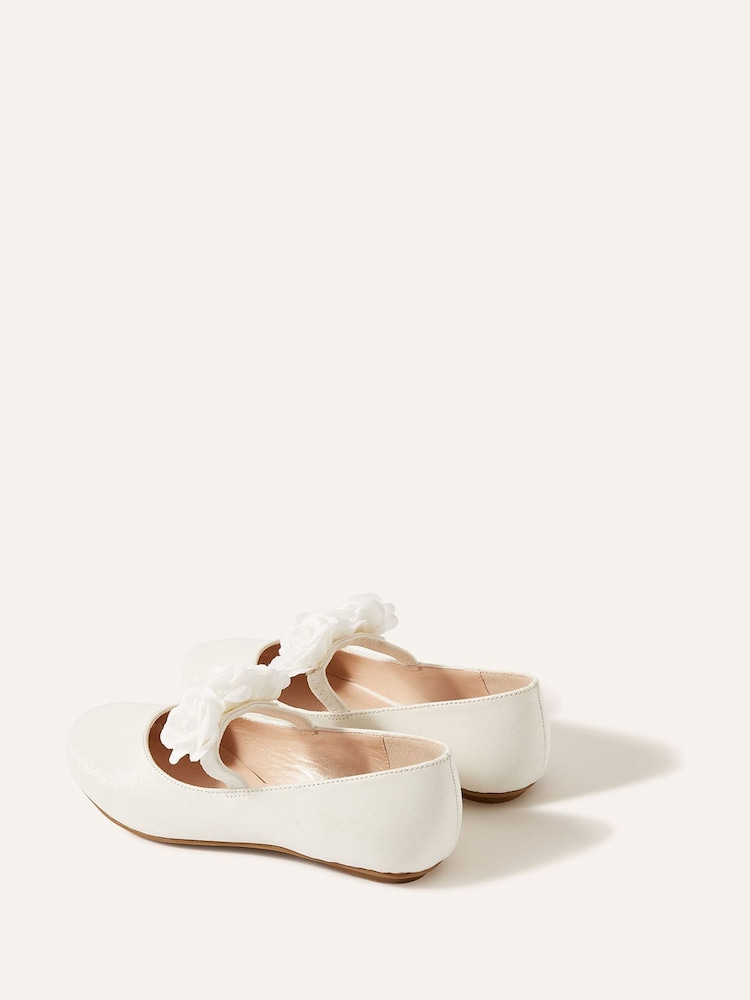 Monsoon Ivory Natural Shimmer Corsage Ballerina Flats - Image 3 of 3