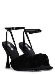 Linzi Black Emery Velvet Stiletto Heeled Sandals - Image 3 of 4