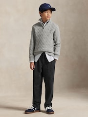 Suéter de punto trenzado con cremallera corta y logotipo de Polo Ralph Lauren - Imagen 2 de 5