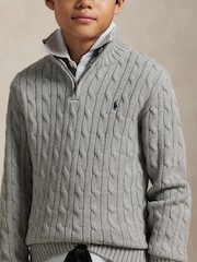 Suéter de punto trenzado con cremallera corta y logotipo de Polo Ralph Lauren - Imagen 3 de 5